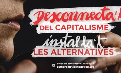 Imatge de l'espot 'Desconnecta't del capitalisme, instal·lat les alternatives'. Font: Som Comerç Just i Banca Ètica