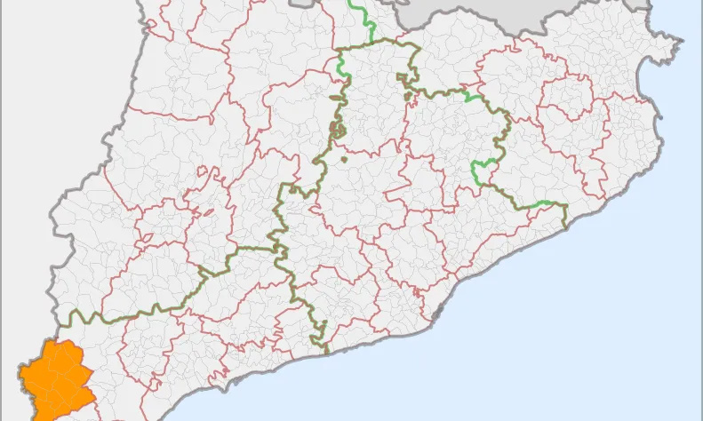 localització de la comarca al mapa de Catalunya. Font: viquipèdia