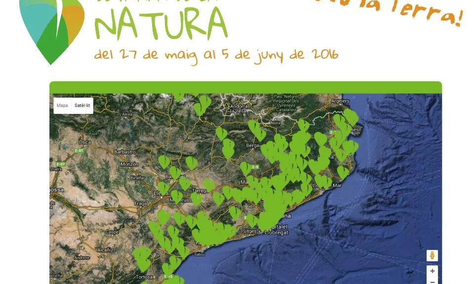 Es poden consultar al mapa les més de 200 activitats al territori per connectar amb la natura i prendre consciència (imatge: setmananatura.cat)