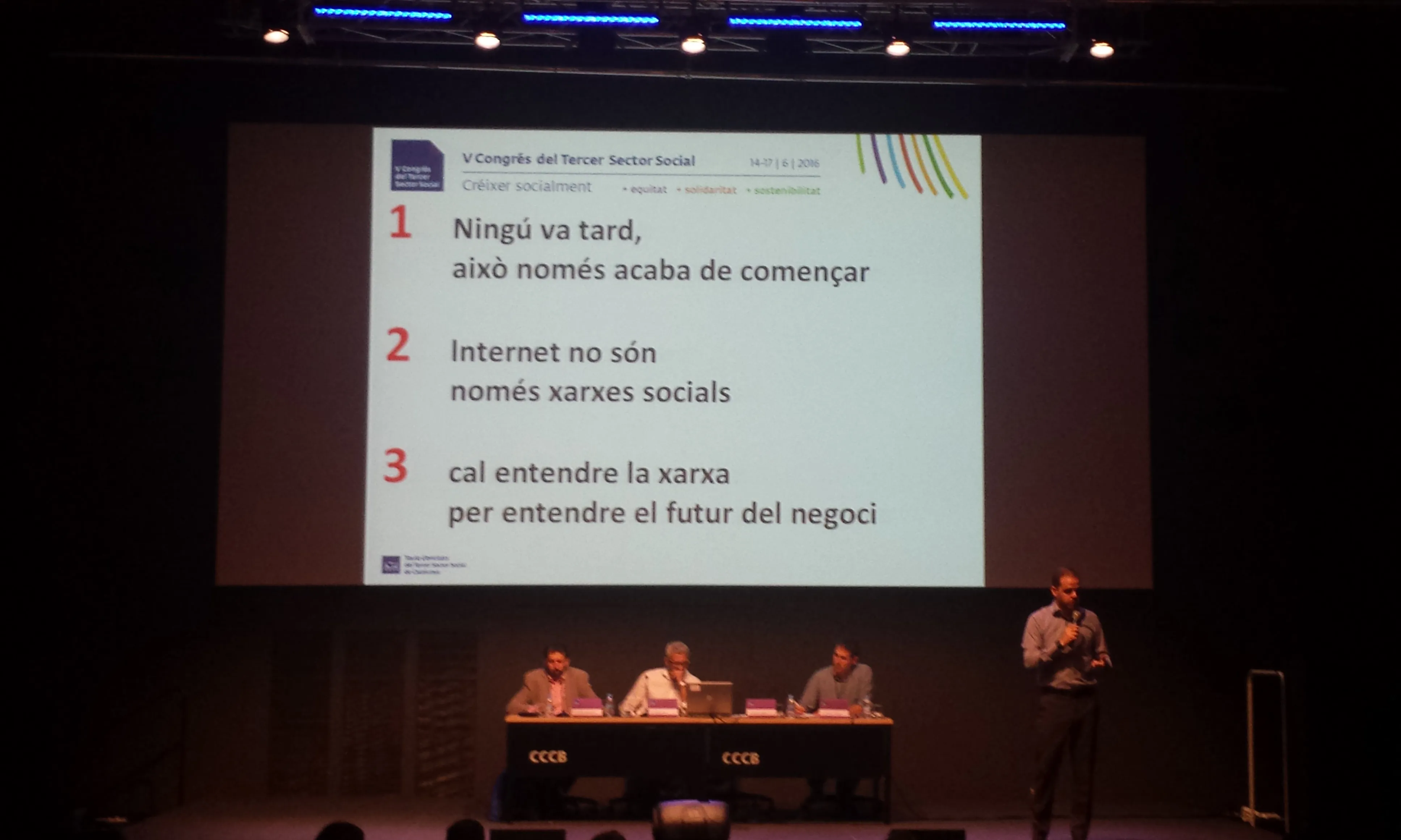 Marc Cortés en un moment de la seva intervenció durant el V Congrés del Tercer Sector Social