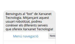 El primer de tot, és crear un missatge de benvinguda. Recordeu que sou un robot que parla!