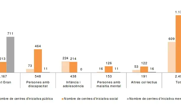 Centres de serveis socials per naturalesa  jurídica i col·lectiu atès