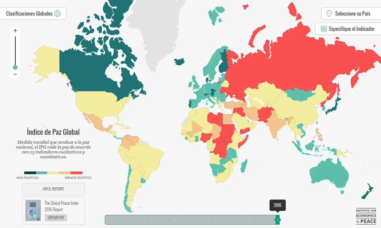 Mapa del portal Vision of Humanity. Font: www.visionofhumanity.org 