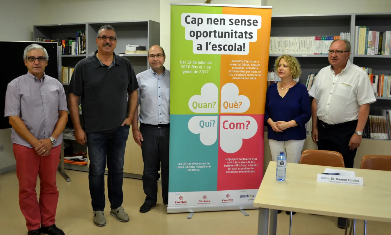 Càritas i Plusfresc llancen el repte "Cap nen sense oportunitats a l’escola!"