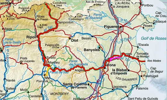 Mapa de la ruta del Ter / Font: Ruta del Ter