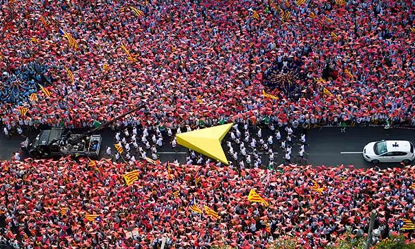 Imatge de l'11 de setembre del 2015 durant l'acte central de la Diada a Barcelona (Font: elperiodico.com)