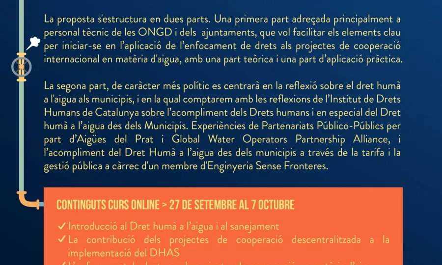 Cartell del curs online L'Aigua, element clau pel desenvolupament humà