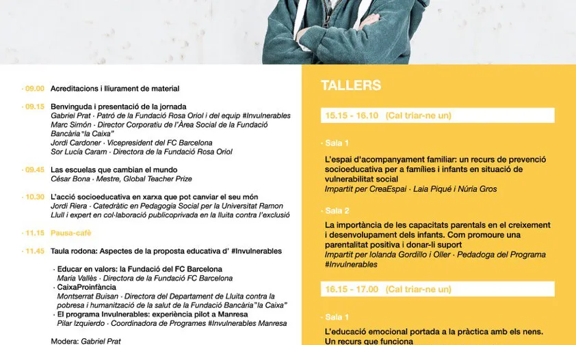 Cartell del programa de la Jornada Pedagògica #Invulnerables