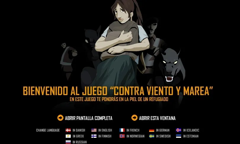 Pàgina principal del Joc online "Contra viento y marea". Font: ACNUR