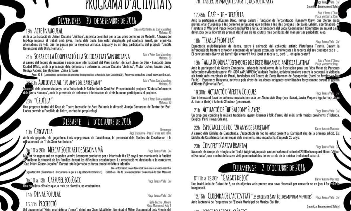 Programa Barrejant 2016. Font: Barrejant 
