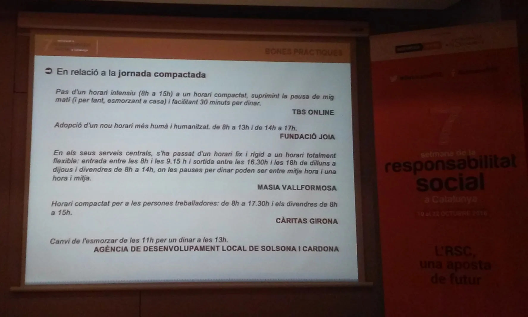 Bones pràctiques recollides per la Reforma horària. Font: Suport Associatiu
