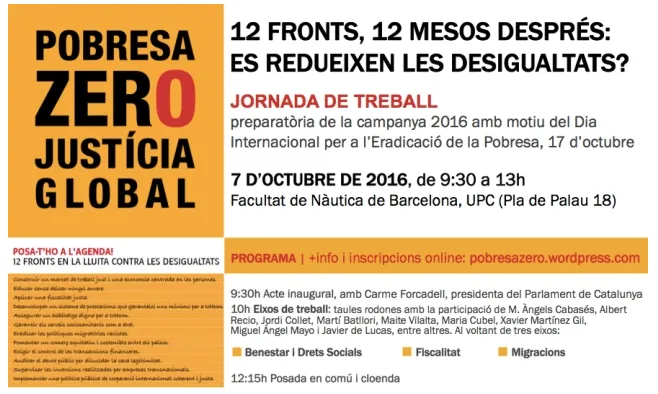 Jornada de treball '12 fronts, 12 mesos després, es redueixen les desigualtats?'