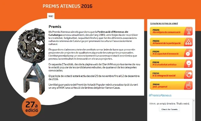 Es poden votar les candidatures al web del Diari ARA.