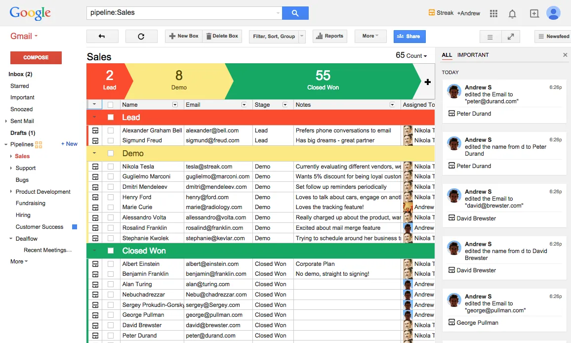 Streak transforma el vostre Gmail en un autèntic gestor