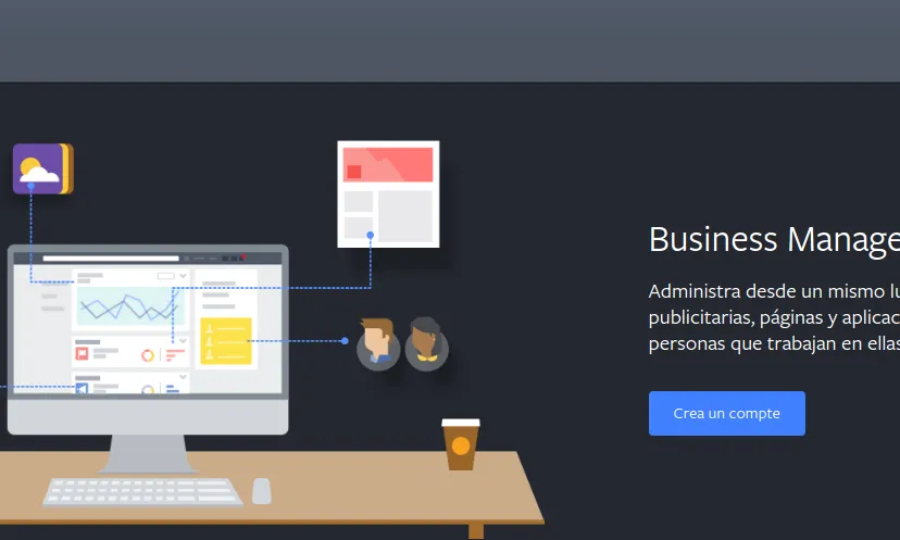 Per crear un compte de Business Manager primer necessiteu autenticar-vos amb el vostre compte de Facebook. 
