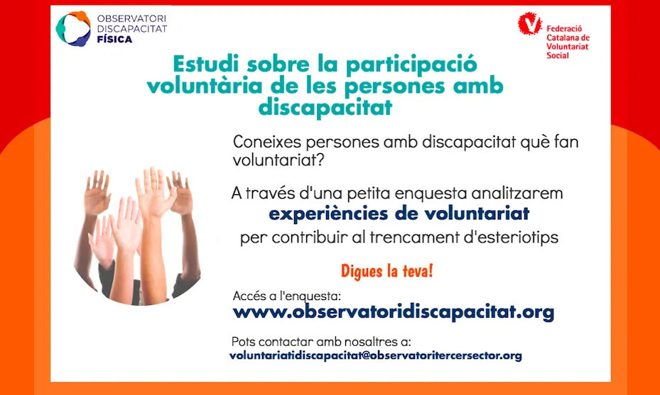 Participació voluntària de les persones amb discapacitat. Font: Observatori de la Discapacitat Física