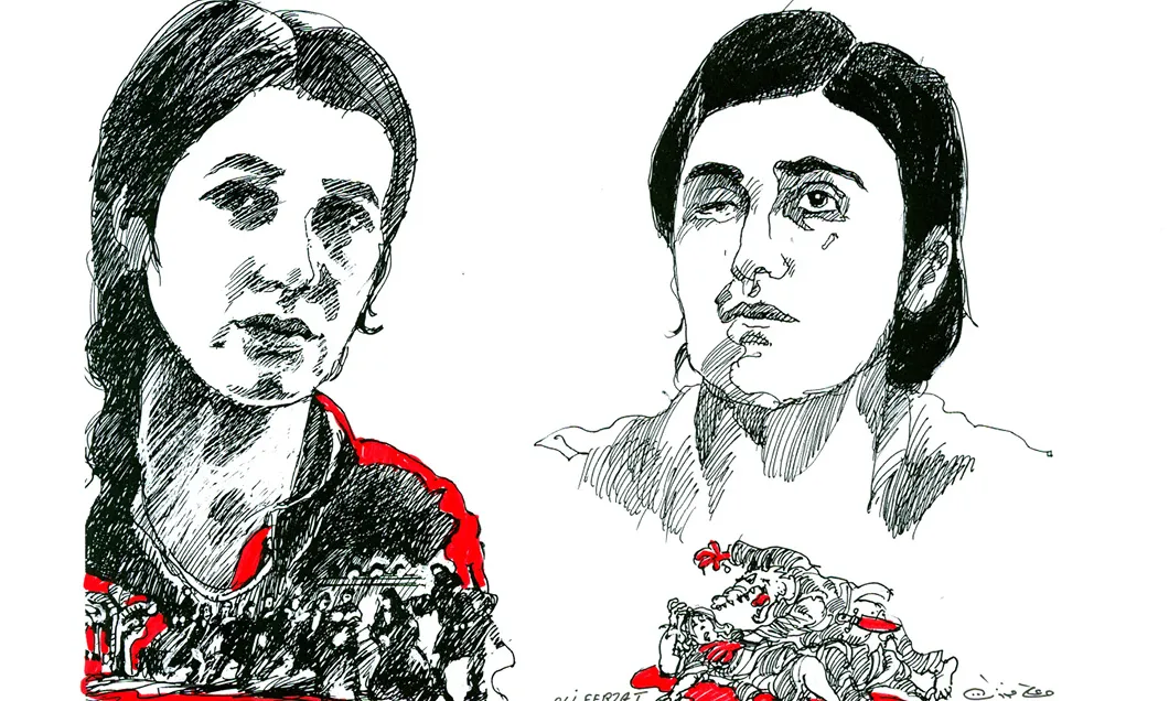 Retrat en dibuix de les guanyadores del Premi. Font: Ali Ferrat, Unió Europea