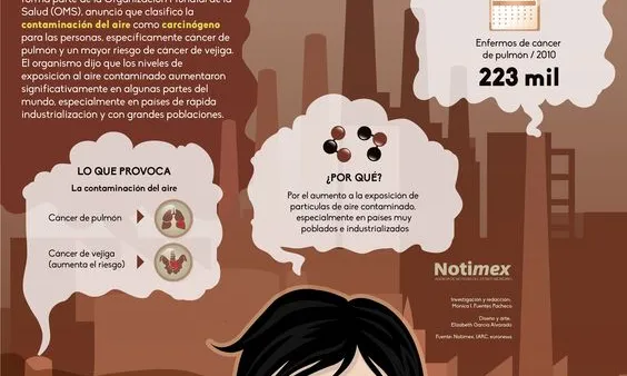 Infografia sobre la relació entre contaminació i càncer (imatge: Notimex)
