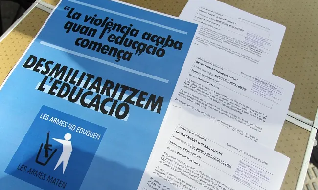 Desmilitaritzem l'Educació és una plataforma formada per prop de 70 entitats. Font: Desmilitaritzem l'Educació