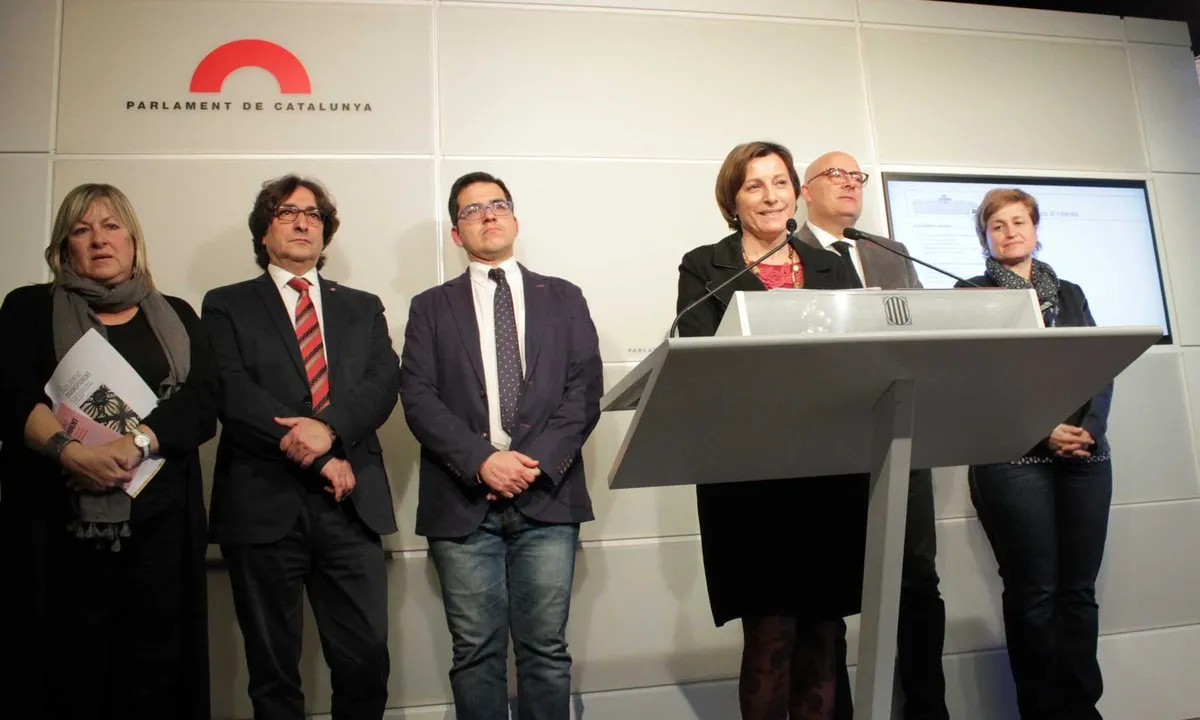 La presidenta del Parlament, Carme Forcadell, va afirmar en l'acte de presentació que aquesta iniciativa representava la "culminació de l'aplicació de la Llei de transparència". Font: Parlament de Catalunya