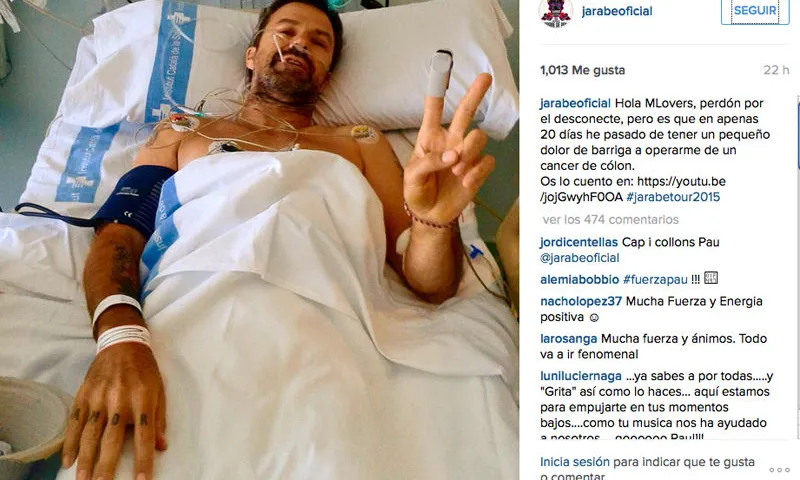 Pau Donés va comunicar a través del seu instagram que patia un càncer de colon (Font: @jarabeoficial)