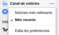 Per defecte, Facebook mostra els continguts amb aquest algoritme, però els usuaris poden canviar i visualitzar les 