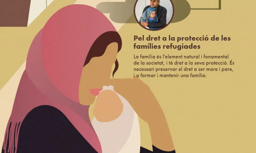 Il·lustració de la campanya "Donem" llum per protegir les famílies refugiades. Font: Donem Llum