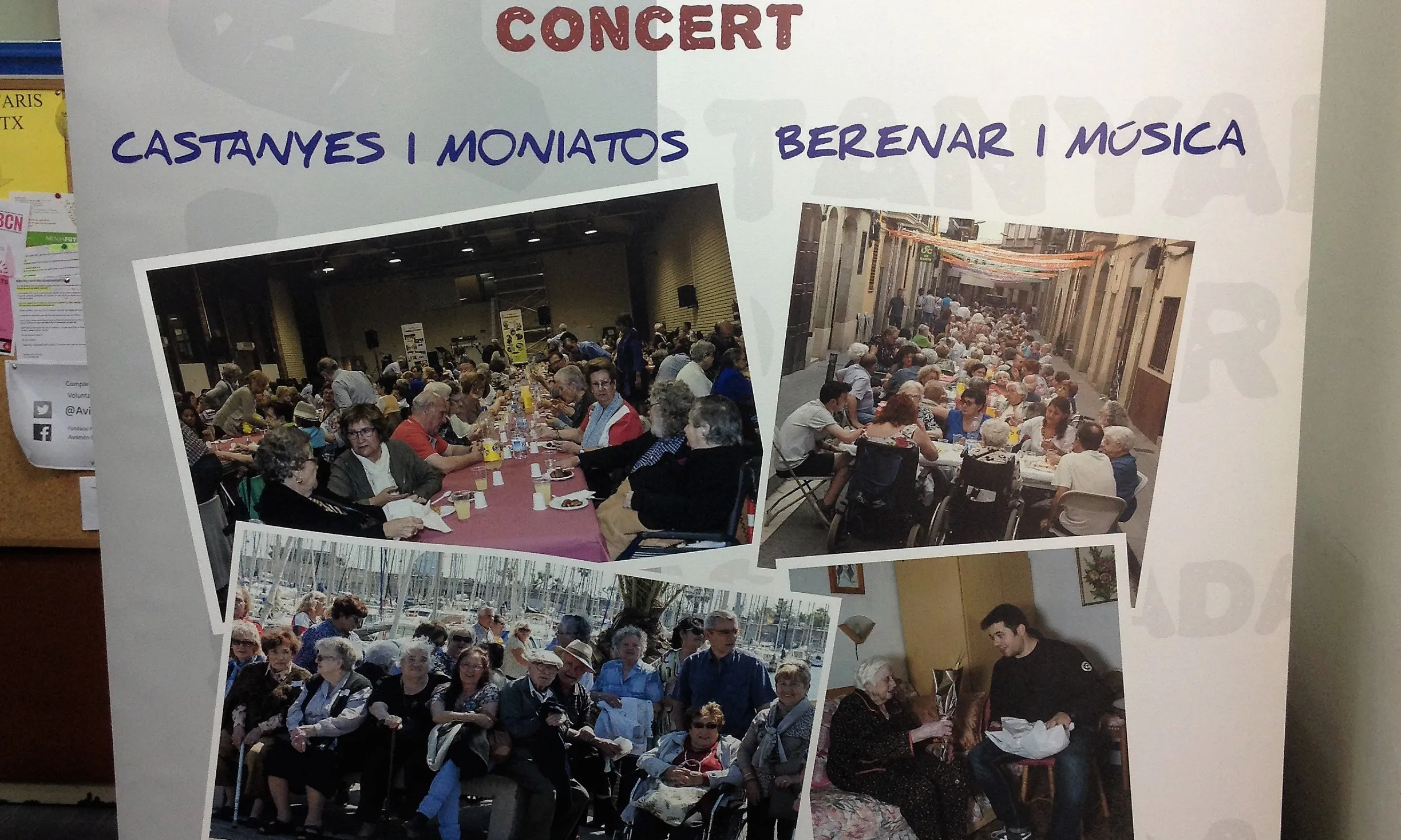 El cartell amb fotografies de les activitats que s'han organitzat des d'Avismón. Font: Júlia Hinojo