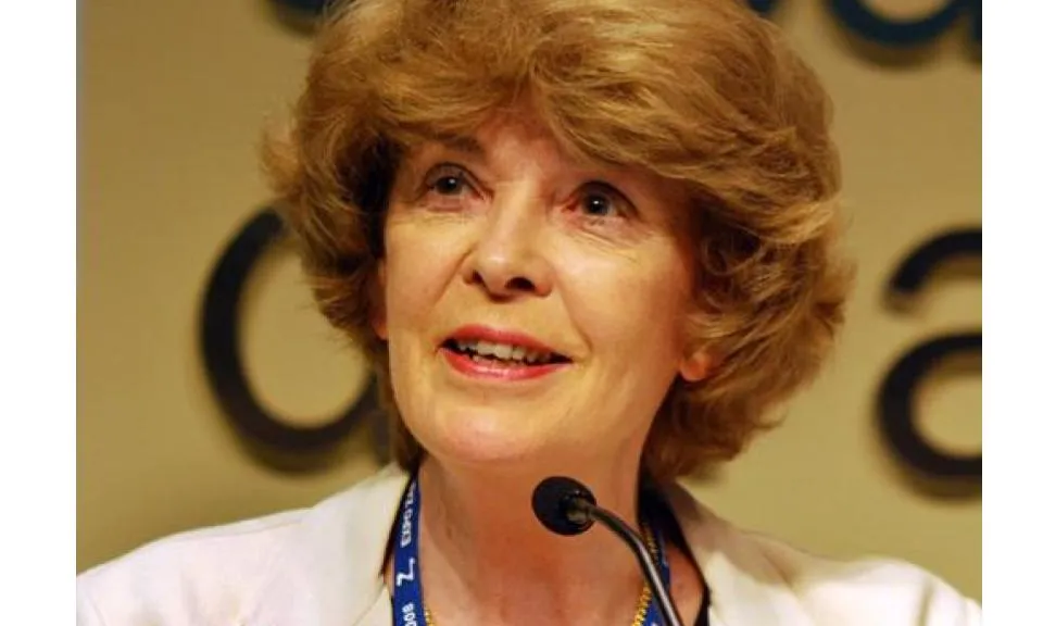 Susan George assisteix a la jornada organitzada pel dia mundial de l'Aigua a Barcelona (imatge: AttacMadrid) 