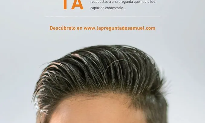 Cartell de la campanya La pregunta de Samuel, que mostra la cara del noi