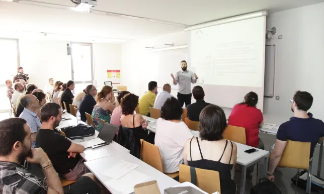 Imatge de la trobada anual de les cooperatives de treball, a l'Assemblea de la Federació de Cooperatives de Treball de Catalunya.