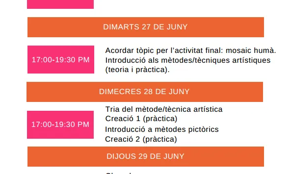 Programa del curs de MYth Project a Barcelona