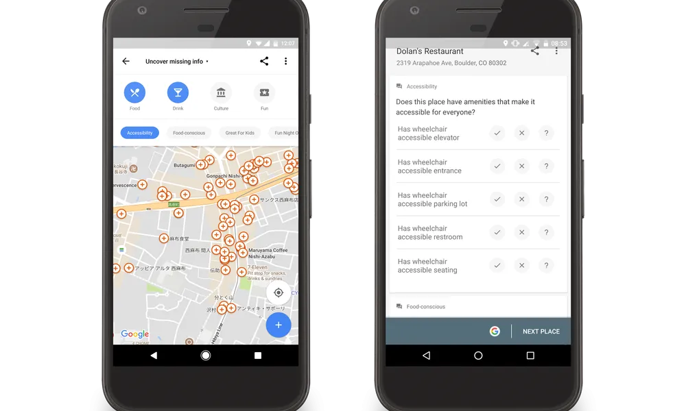 Imatges de Google maps per descriure l'accessibilitat. 