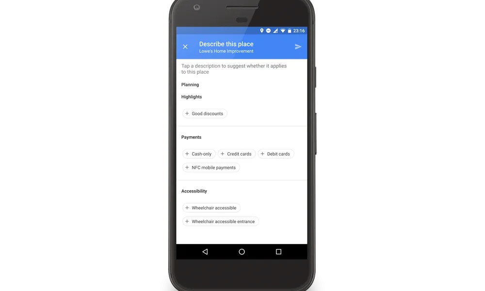 Mitjançant aquesta opció, es pot notificar quins espais no són accessibles. 
