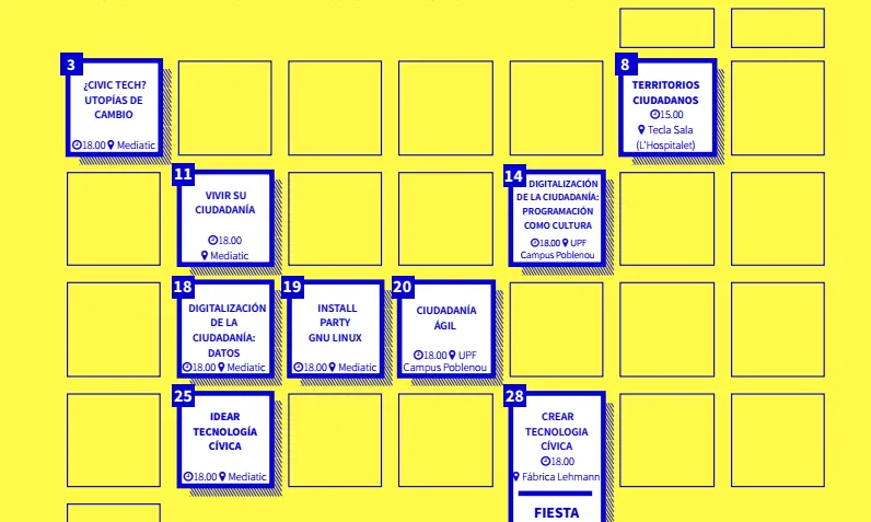 Calendari amb les sessions de l'Escola cívica