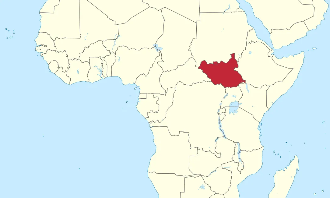 Mapa de Sudan del Sud.