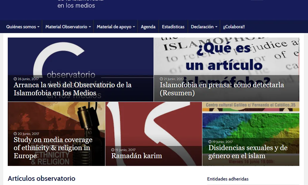 La portada del web de l'Observatori