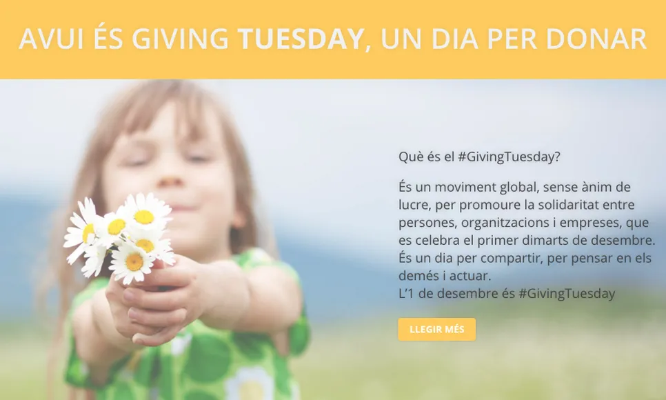 El Giving Tuesday és una plataforma des d'on impulsar projectes solidaris des de tot el món
