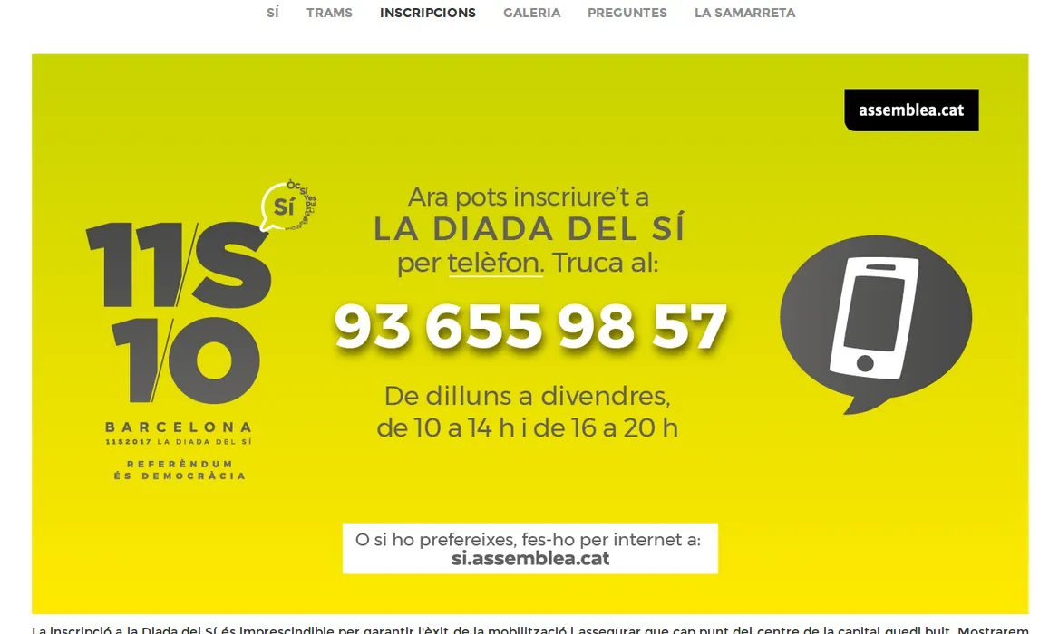 Aspecte de l'espai per fer les inscripcions al web de l'ANC