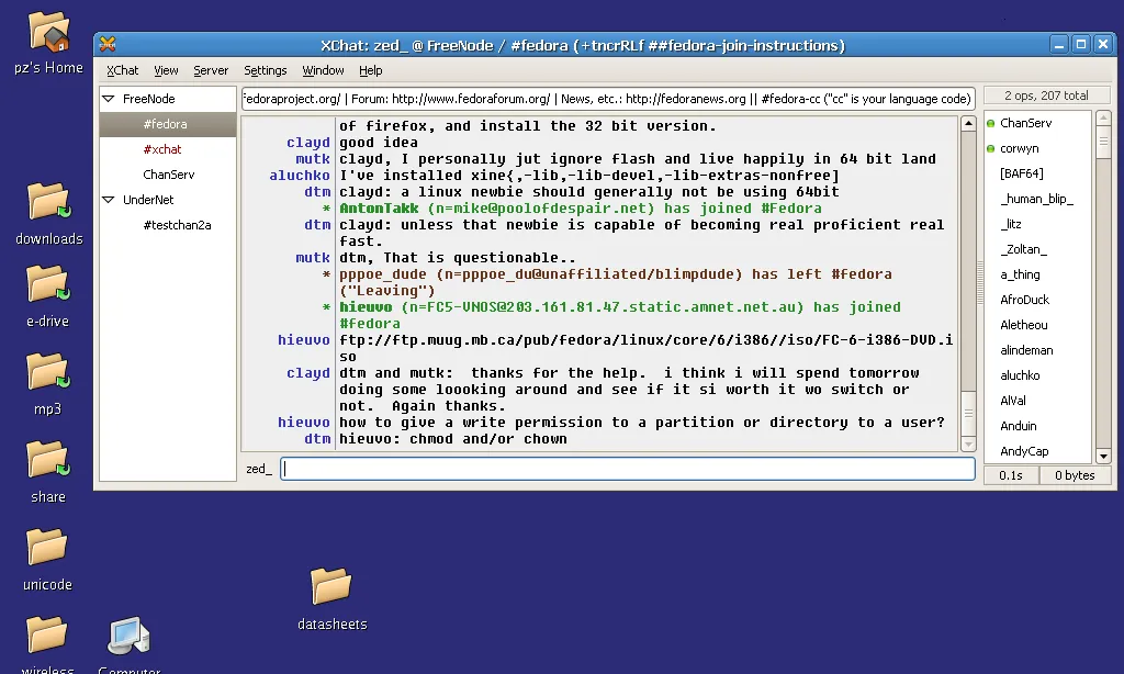 Captura de pantalla de Xchat