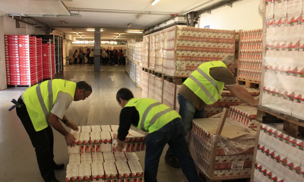 Voluntaris classificant els productes obtinguts al Gran Recapte