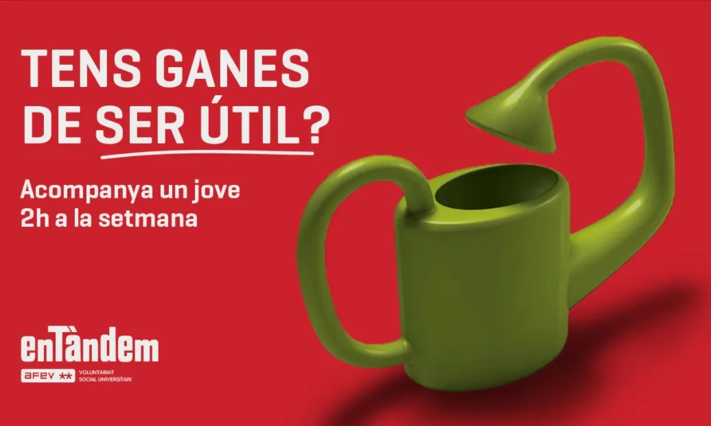 Material promocional per cridar al voluntariat universitari.