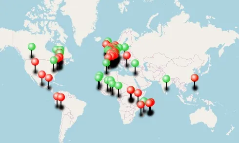 Mapa d'esdeveniments del Dia Internacional per a l'Eradicació de la Pobresa.