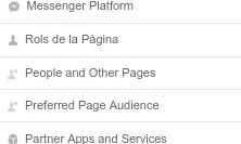 Captura de pantalla de la configuració de facebook