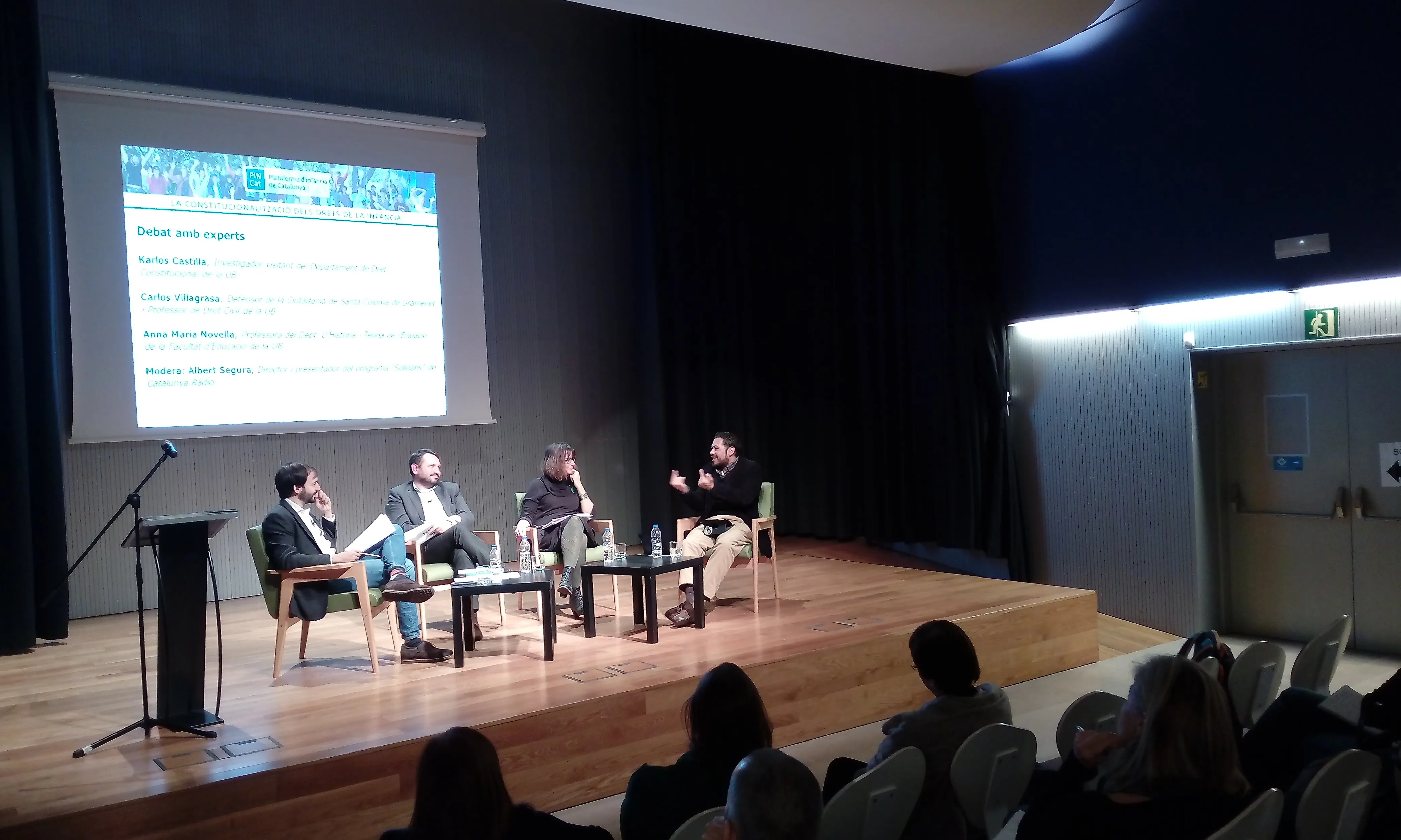 D'esquerra a dreta, Albert Segura, Carlos Villagrasa, Anna Maria Novella i Karlos Castilla, en el debat de dijous 16 de novembre