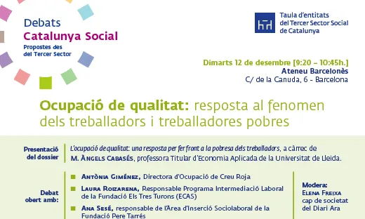 L’ocupació de qualitat: una resposta per fer front a l’augment de la pobresa dels treballadors