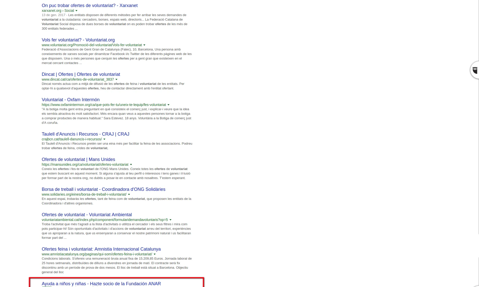 Els anuncis de text de Google Adwords es mostren a dalt i baix dels resultats de cerca