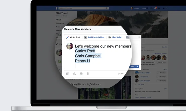 Missatge benvinguda als nous usuaris de Facebook Groups