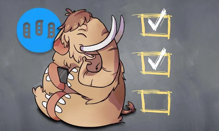 El mamut que vol esclafar l'ocell, el logo de la xarxa de microblogging Mastodon.