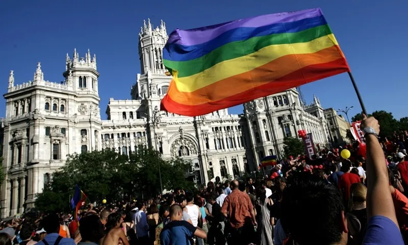 Fotografia de la manifestació de l'orgull gai treta del web de FELGTB